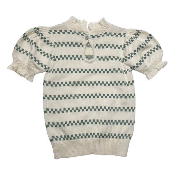 Lali Retro Look Puffer Sleeve Ruffle Sweater - Picture 2 of 4